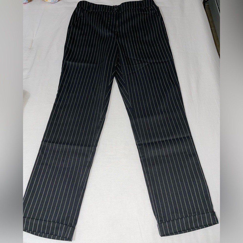 Fashion nova black & white striped dress pant with straight bottoms size M